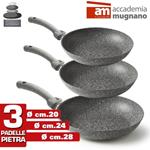 Set 3 Padelle In Pietra Antiaderenti Mineral Stone Accademia Mugnano Cm 20-24-28