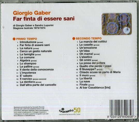 Far finta di essere sani - Giorgio Gaber - CD | laFeltrinelli
