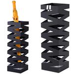 Portaombrelli In Ferro Design Quadrato Stand Nero Vaschetta Salvagoccia