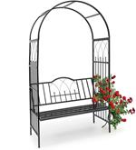 Panchina 2 Posti con Arco da Giardino x Piante Rampicanti in Ferro 115x59x203 cm