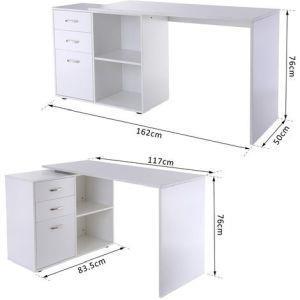 Scrivania ad Angolo, Bianco, 117x83.5x76cm - Homcom - Idee regalo