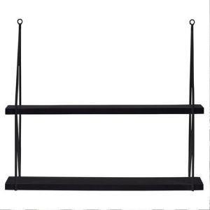 Libreria Mensole Scaffale Parete Design Moderna Legno Metallo 2 Ripiani  Nero - ND - Idee regalo