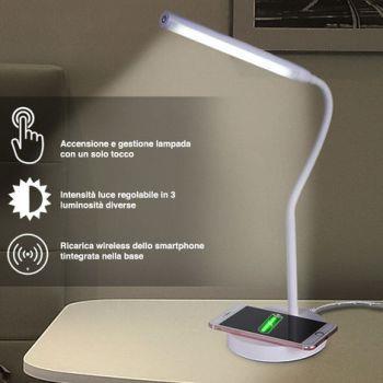 Lampada Scrivania Touch Con Caricatore Qi Wireless Charger Luce Led  Dimmerabile - ND - Idee regalo