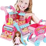 Carrello Spesa Playset Super Mercato Giocattolo Bambini Con Bambola E Accessori