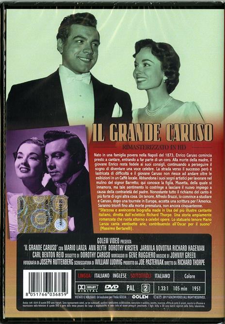 Il grande Caruso (Rimasterizzato in HD) - DVD - Film di Richard Thorpe  Drammatico | Feltrinelli
