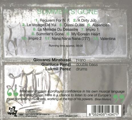 Summer's Gone - CD Audio di Giovanni Mirabassi - 2