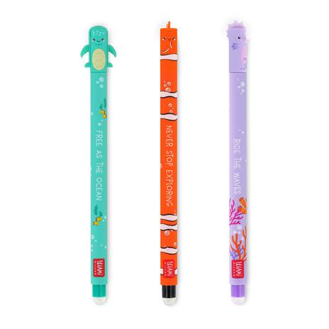 Set da 3 Penne Gel Cancellabili Legami  - Under The Sea - Turchese, nero, fucsia