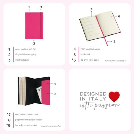 Agenda settimanale Legami 2024-2025, 18 mesi, Small Weekly Diary con Notebook - Bubblegum - 9,5 x 13,5 cm - 6