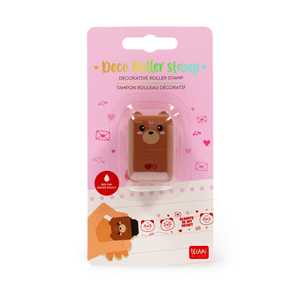 Cartoleria Deco Roller Stamp - Decorative Roller Stamp - Teddy Bear - Red Ink Legami