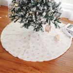 Tappeto Gonna Copertura Base Albero di Natale 80cm Peluche Fiocchi di Neve Gold