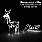 Renna Luminosa Con Slitta Da Esterno Con Tubo Bianco