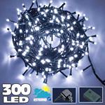 Catena Luminosa 300 Led Bianco Freddo Uso Interno Esterno Con Controller 8 Funz.