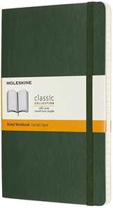 Cartoleria Taccuino Moleskine large a righe copertina morbida verde. Myrtle Green Moleskine