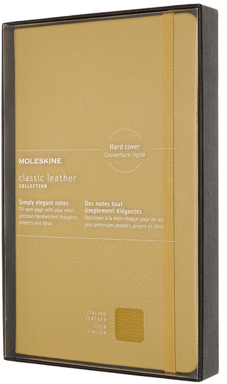 Taccuino Moleskine Classic Leather Large a righe copertina rigida Open Box. Giallo