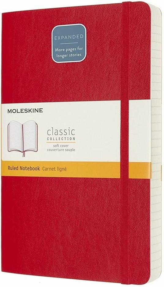 Taccuino Moleskine Expanded Large a righe copertina morbida. Rosso