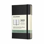 Agenda settimanale Moleskine 2021, 12 mesi Orizzontale Pocket Copertina Rigida - Nero