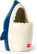 Legami - Portapenne in Ceramica, Desk Friends, 12,5 x 7,5 cm, Tema Shark, da Scrivania, Dipinti a Mano