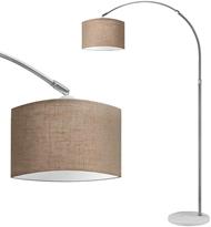 Bakaji Lampada ad Arco Piantana da Terra Design Moderno Struttura in Metallo Luce Lampadina E27 60 W con Paralume Orientabile in Tessuto Base Rotonda in Marmo Altezza Regolabile (Beige)