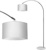 Bakaji Lampada ad Arco Piantana da Terra Design Moderno Struttura in Metallo Luce Lampadina E27 60 W con Paralume Orientabile in Tessuto Base Rotonda in Marmo Altezza Regolabile (Bianco)