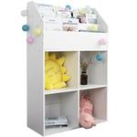 Bakaji Libreria Per Cameretta Bambini Struttura in Legno Scaffale Con Ripiani Porta Giocattoli Libri e Riviste Design Moderno Arredamento Camera Bimbi Colore Bianco (114 X 72 X 31 CM)