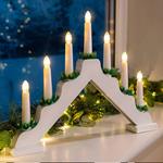 Candelabro Avvento Natalizio Elettrico Led 7 Candele di Natale Colore Bianco