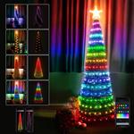 Albero di Natale 150 cm Cono Pieghevole 195 Led Smart Luminosi con App Control