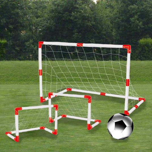 Set Kit 3 Porte da Calcio Giocattolo Soccer Tre Dimensioni Rete in