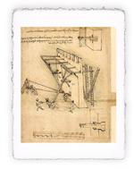 Stampa d''arte di Leonardo da Vinci - Difesa delle Mura, Miniartprint - cm 17x11