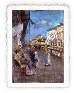 Stampa d''arte di Emilio Gola - Lavandaie sul Naviglio, Original - cm 30x40