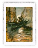 Stampa d''arte Pitteikon di Giovanni Boldini Canale a Venezia con gondole, Miniartprint - cm 17x11