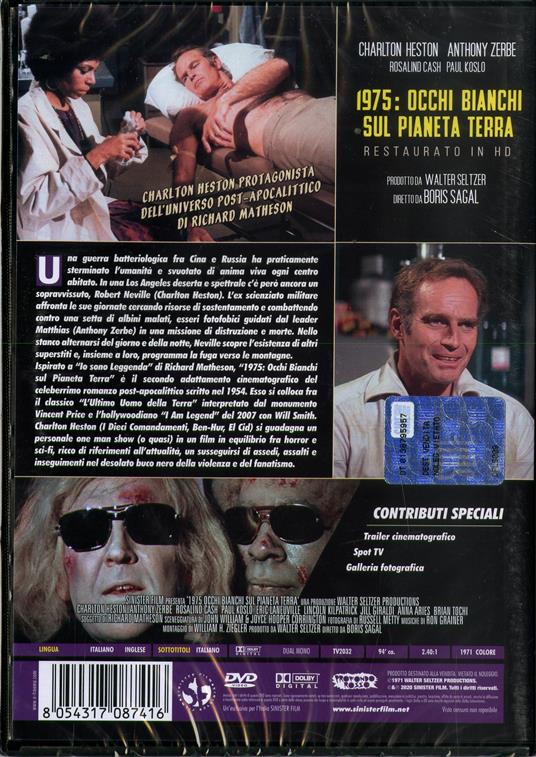 1975 Occhi bianchi sul pianeta Terra. Restaurato in HD (DVD) - DVD - Film  di Boris Sagal Fantastico | Feltrinelli