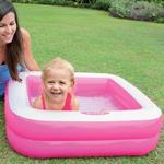 Piscina Gonfiabile per Bambini Baby Quadrata 2 Anelli Rosa 85x85x23cm Intex