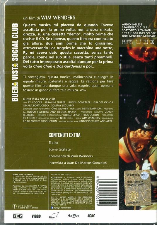 Buena Vista Social Club - DVD - Film di Wim Wenders Documentario |  laFeltrinelli
