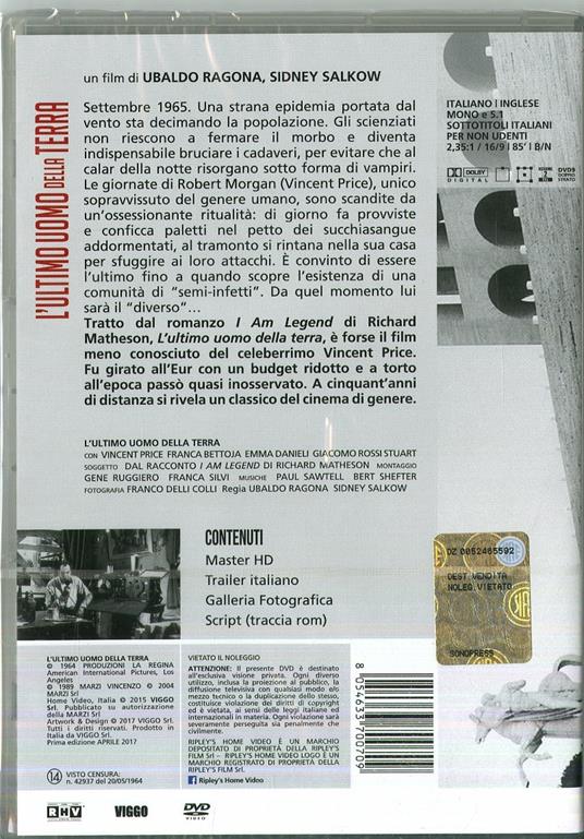 L' ultimo uomo della Terra (DVD) di Ubaldo Ragona - DVD - 2