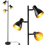 Lampada Piantana Terra Design Moderno Industriale Metallo 3 Luci Nero oro 166cm