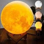 Lampada Tavolo Luna 20cm Luce LED 3 Colori Moon Lamp Batteria USB Supporto Legno