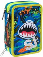 Astuccio 3 Zip Color Sj Gang Animali Flip-3d Sj Boy, Blue Deep - 20 x 12,5 x 7 cm