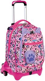 Zaino scuola Trolley Jack-3 ruote + SJ Gang Fleecy Girl, Rebel Pink - 37 x 51 x 27 cm