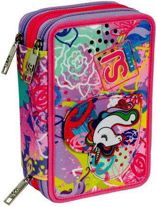 Astuccio 3 zip SJ Gang Magicflip Girl, Candy Fuxia - 12,5 x 20 x 7 cm