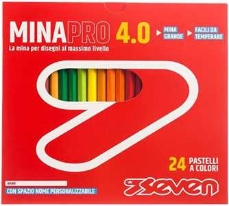 Cartoleria Pastelli Minapro 4.0 # - Scatola 24 Pz Seven Pastelli+D4 Seven