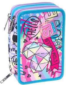 Cartoleria Astuccio 3 Zip Sj Gang Colorjam Girl, Ibis Rose Sj Gang