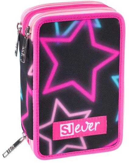 Astuccio 3 Zip Sj Gang Sj Ever Star-Shaped Girl, Candy Fuxia