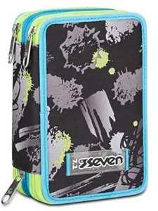 Cartoleria Astuccio 3 Zip Seven Feeling Me, Jet Black Seven