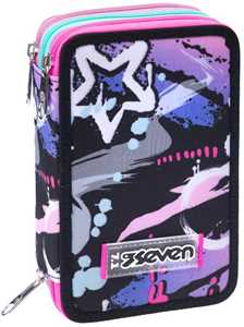 Cartoleria Astuccio 3 Zip Seven Mark On Girl, Jet Black Seven