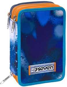 Cartoleria Astuccio 3 Zip Seven Retrocolor, Blue Deep Seven