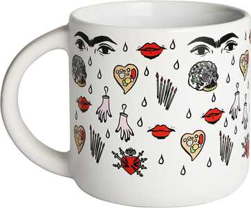 Idee regalo Tazza in ceramica viso e cuore, Frida Kahlo, bianca, ceramica - 9 x 8,7 cm Art & Design 24