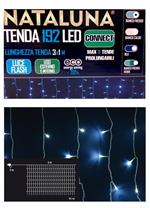 Tenda Prolungabile Con 192 Led Bianco Freddo Da Esterno Luce Flash 3 x 1 Mt Luci Natale