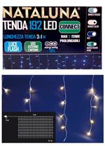 Tenda Prolungabile Con 192 Led Bianco Caldo Da Esterno Luce Flash 3 x 1 Mt Luci Natale