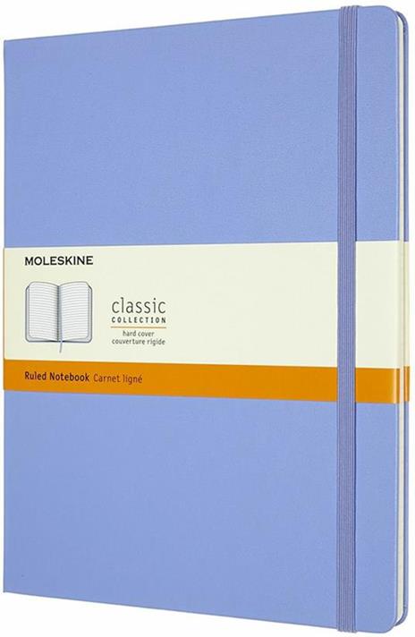 Taccuino Moleskine a righe X-Large copertina rigida Hydrangea. Blu