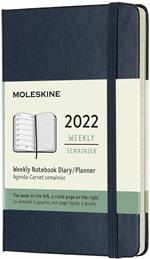 Agenda settimanale Moleskine 2022, 12 mesi con spazio per note, Pocket, copertina rigida - Blu zaffiro